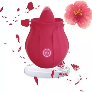 Rose Toys Vibrator for Women, Clitoral Nipple Tongue Licking Vibrating Toy One-Button Control Stimulator, Mini Rose Vibrator for