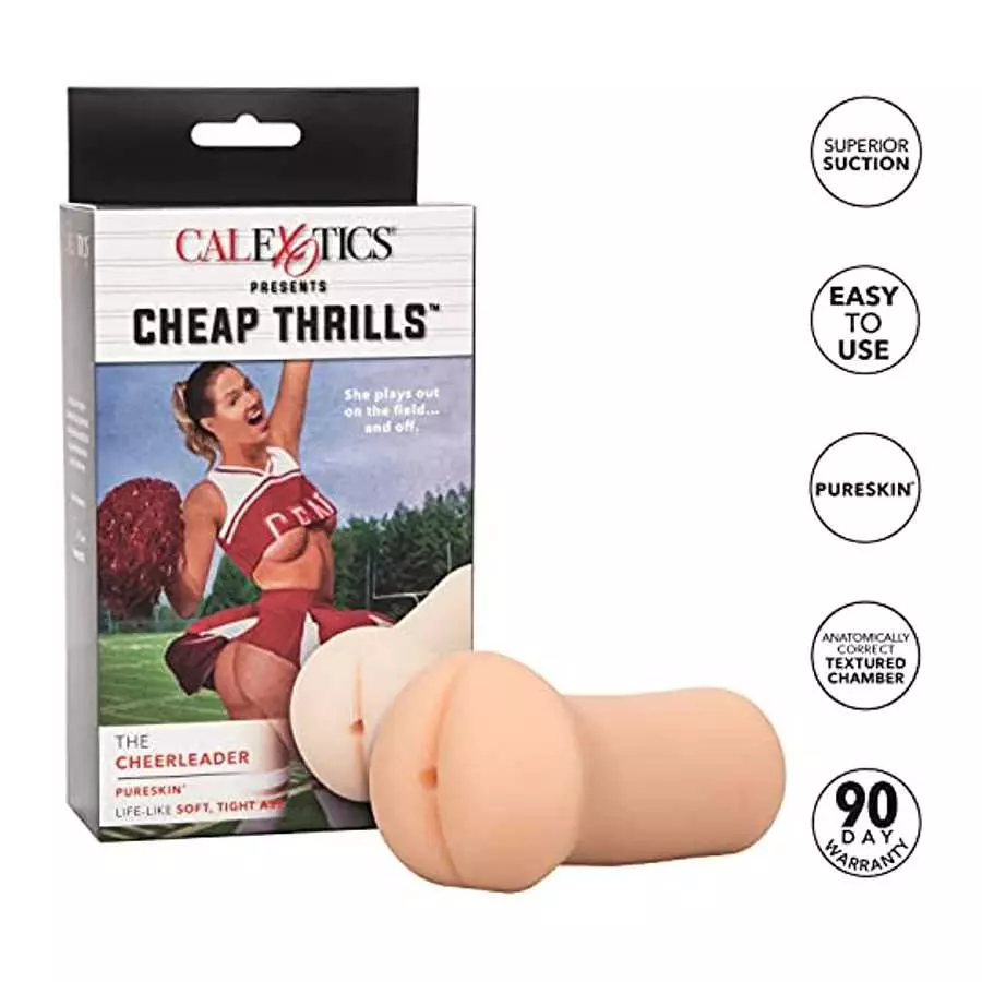 CalExotics Cheap Thrills The Cheerleader - Travel Sized Male Masturbator - Silicone Masturbation Sleeve – 5 Inch Adult Male Sex 