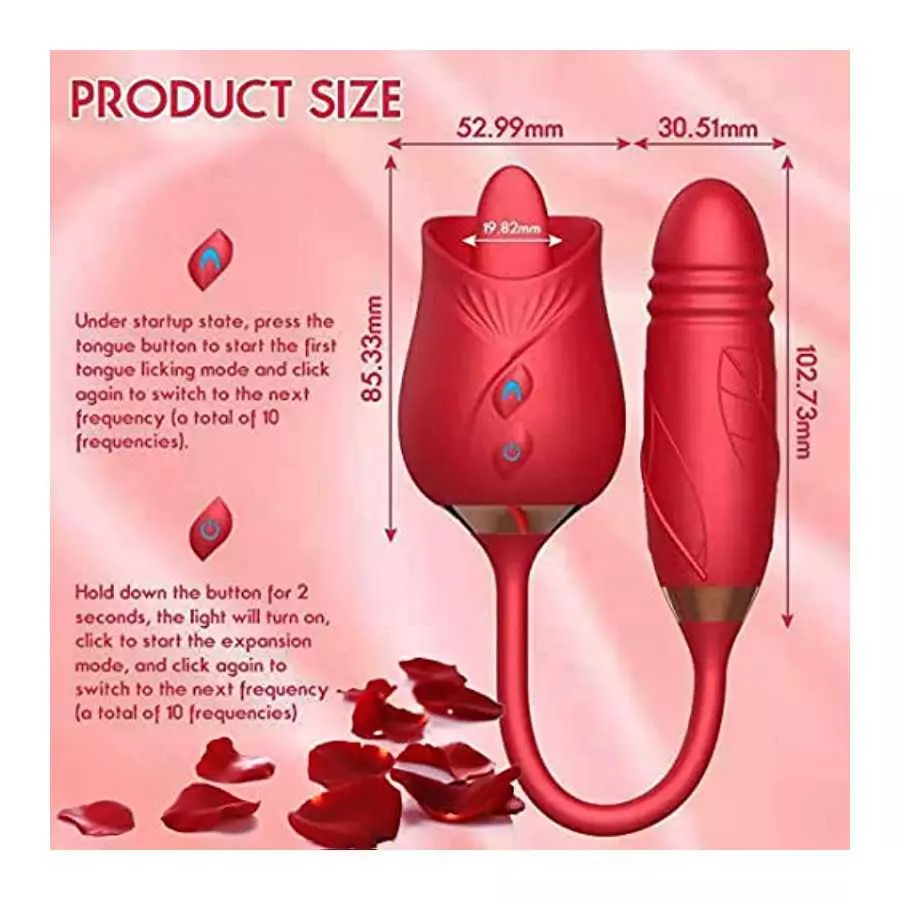 (Red) Waterproof Design Sucking Toys USB Charging Adult Toys Rose Sex Stimulator for Women Powerful Sucking and Licking Lingerie