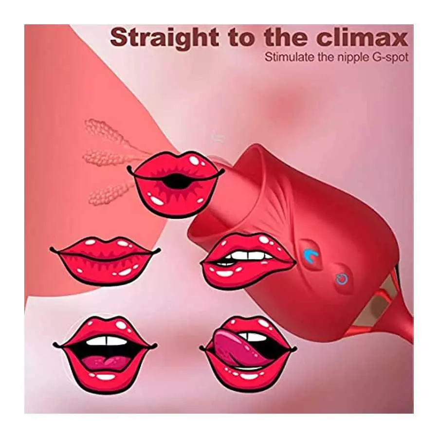 (Red) Waterproof Design Sucking Toys USB Charging Adult Toys Rose Sex Stimulator for Women Powerful Sucking and Licking Lingerie