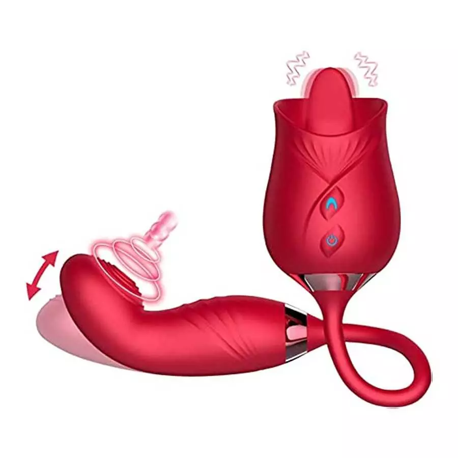 Rose Toy Vibrator for Woman - 3 in 1 Rose Sex Toys Clitoris G-spot Stimulation Tongue Licking Tappinging Dildo Vibrator with 10 Rose Toy Vibrator for Woman - 3 in 1 Rose Sex Toys Clitoris G-spot Stimulation Tongue Licking Tappinging Dildo Vibrator with 10