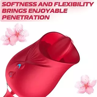 Rose Toy Vibrator for Woman - 3 in 1 Rose Sex Toys Clitoris G-spot Stimulation Tongue Licking Tappinging Dildo Vibrator with 10 Rose Toy Vibrator for Woman - 3 in 1 Rose Sex Toys Clitoris G-spot Stimulation Tongue Licking Tappinging Dildo Vibrator with 10