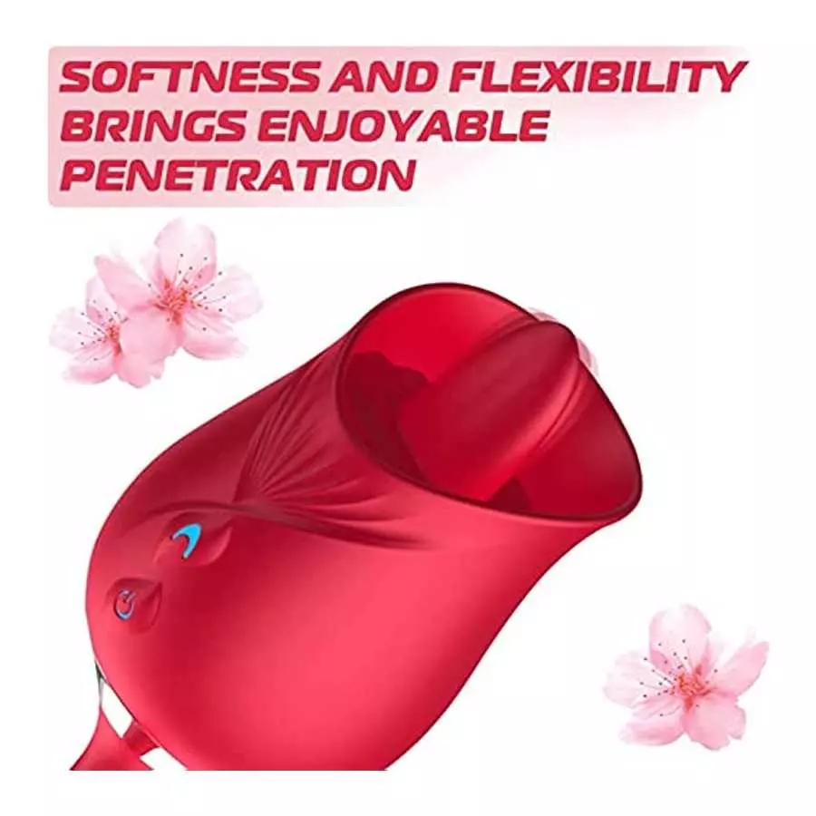 Rose Toy Vibrator for Woman - 3 in 1 Rose Sex Toys Clitoris G-spot Stimulation Tongue Licking Tappinging Dildo Vibrator with 10 