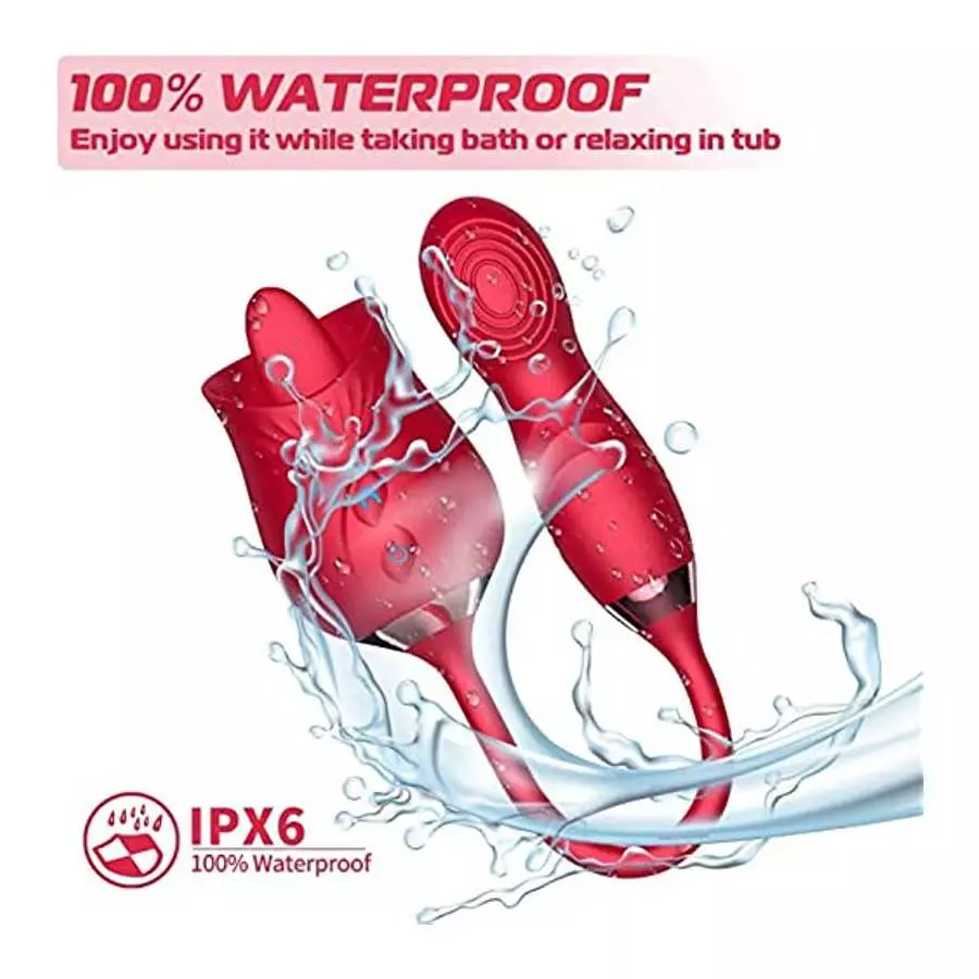 Rose Toy Vibrator for Woman - 3 in 1 Rose Sex Toys Clitoris G-spot Stimulation Tongue Licking Tappinging Dildo Vibrator with 10 