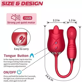Rose Toy Vibrator for Woman - 3 in 1 Rose Sex Toys Clitoris G-spot Stimulation Tongue Licking Tappinging Dildo Vibrator with 10 Rose Toy Vibrator for Woman - 3 in 1 Rose Sex Toys Clitoris G-spot Stimulation Tongue Licking Tappinging Dildo Vibrator with 10