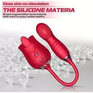 Rose Toy Vibrator for Woman - 3 in 1 Rose Sex Toys Clitoris G-spot Stimulation Tongue Licking Tappinging Dildo Vibrator with 10 Rose Toy Vibrator for Woman - 3 in 1 Rose Sex Toys Clitoris G-spot Stimulation Tongue Licking Tappinging Dildo Vibrator with 10