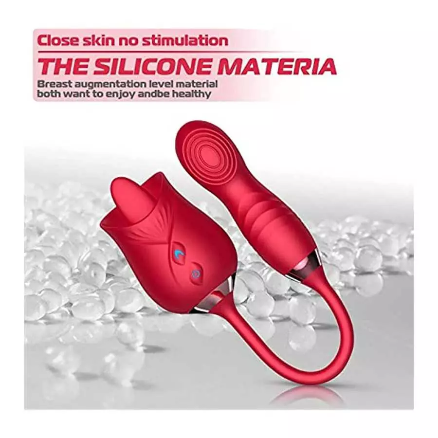Rose Toy Vibrator for Woman - 3 in 1 Rose Sex Toys Clitoris G-spot Stimulation Tongue Licking Tappinging Dildo Vibrator with 10 
