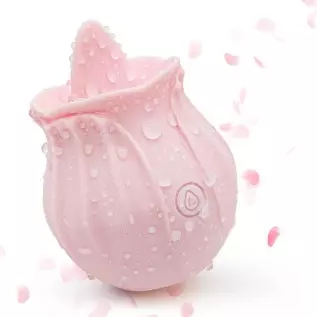 AERPEO Rose Toy for Women, Personal Vibrating Massage Clitoris Nipple Stimulator，Unique Tongue Function，10 Modes,Pink