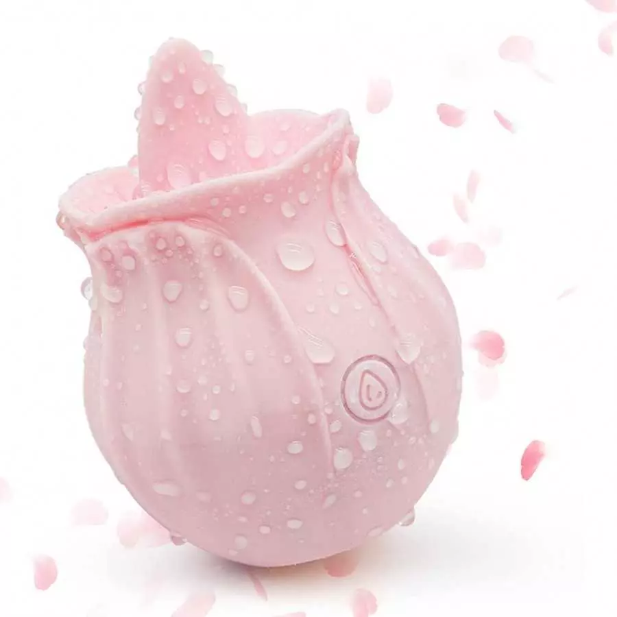 AERPEO Rose Toy for Women, Personal Vibrating Massage Clitoris Nipple Stimulator，Unique Tongue Function，10 Modes,Pink