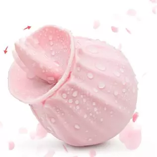 AERPEO Rose Toy for Women, Personal Vibrating Massage Clitoris Nipple Stimulator，Unique Tongue Function，10 Modes,Pink