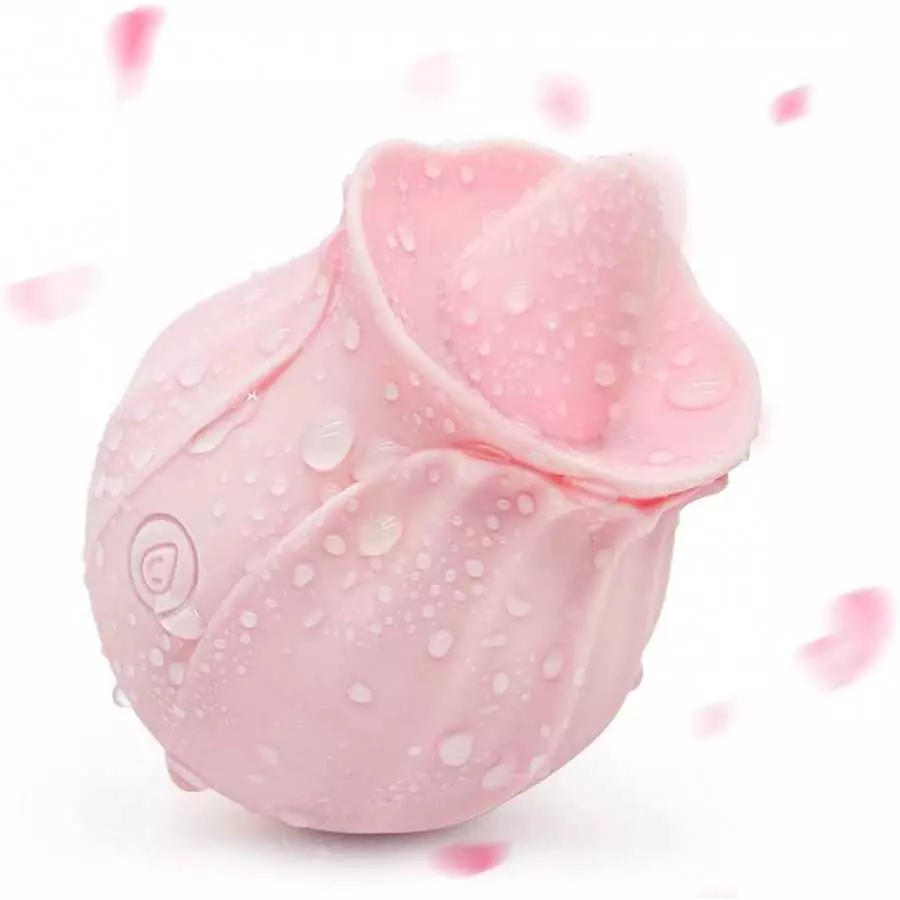 AERPEO Rose Toy for Women, Personal Vibrating Massage Clitoris Nipple Stimulator，Unique Tongue Function，10 Modes,Pink