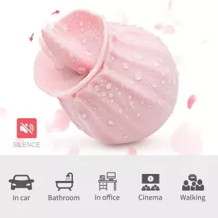 AERPEO Rose Toy for Women, Personal Vibrating Massage Clitoris Nipple Stimulator，Unique Tongue Function，10 Modes,Pink