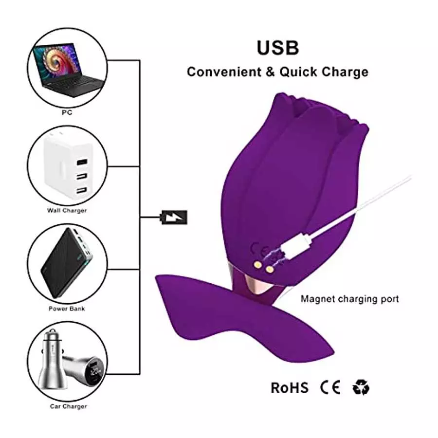 The Rose Toy for Women - Rose Vibrator Rose Lick Sucking Toy Clitorial Suction Toy for Women Rose Vibrant Licker G-spot Massager