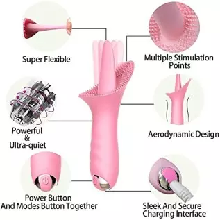 Siciley Clitoral Vibrator with 10 Vibration Modes, Rechargeable Tongue Vibrator Massager for Women Pleasure