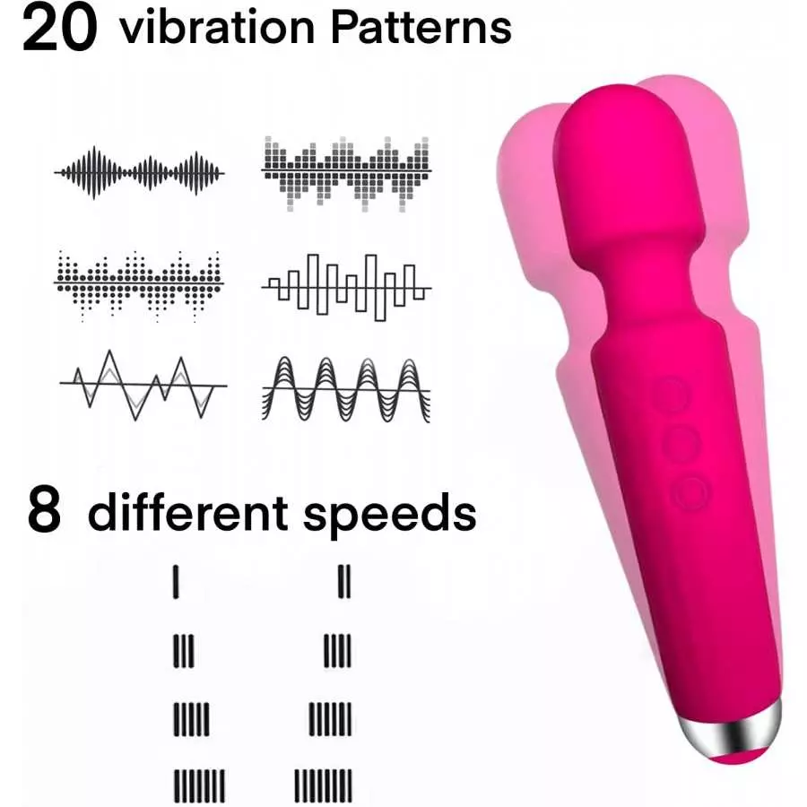 E&M (Black) Quiet & Rechargeable Vibrating 20 Speed Mode, Cordless Waterproof Body Massager Perfect for Body Tension Relief