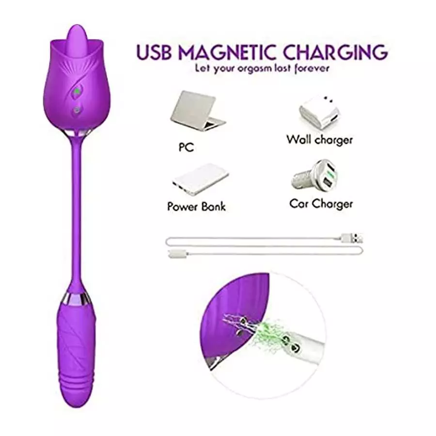 Sex Rose Toy for Women Sexual Rose Flowers Rechargeable Adult Toy for Women Couples-red,Powerful Tongue Suck (Purple-Flower), 1.