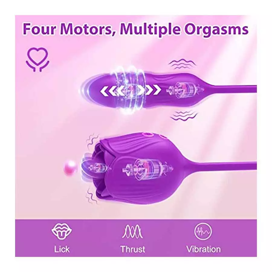 Sex Rose Toy for Women Sexual Rose Flowers Rechargeable Adult Toy for Women Couples-red,Powerful Tongue Suck (Purple-Flower), 1.
