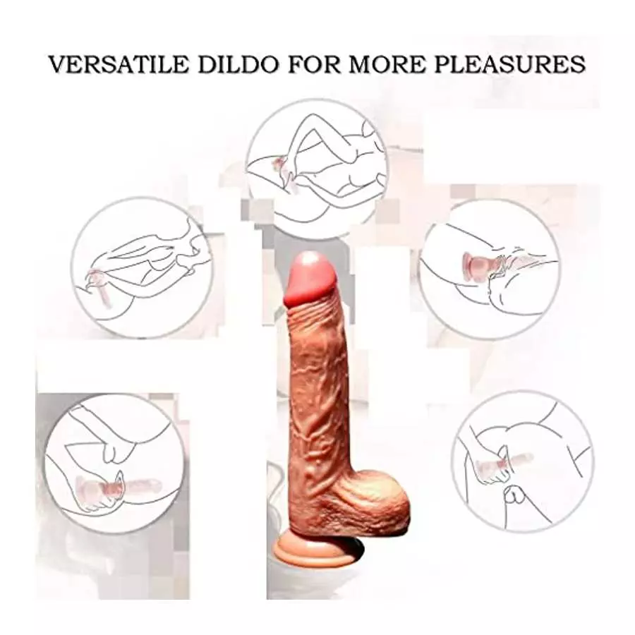 Thrusting Black Realistic Dildo Sex Toy for Women with 8 Vibrating Modes for G Spot Clitoral Anal Stimulation, Silicone Dildo Vi
