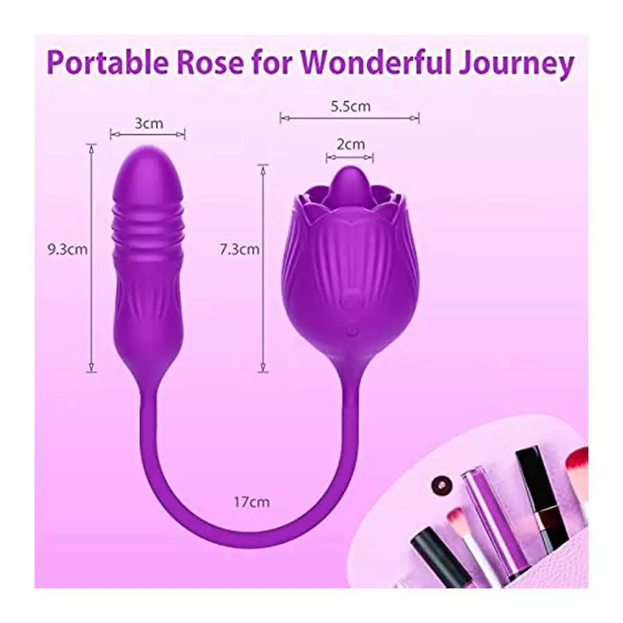 Sex Rose Toy for Women Sexual Rose Flowers Rechargeable Adult Toy for Women Couples-red,Powerful Tongue Suck (Purple-Flower), 1.