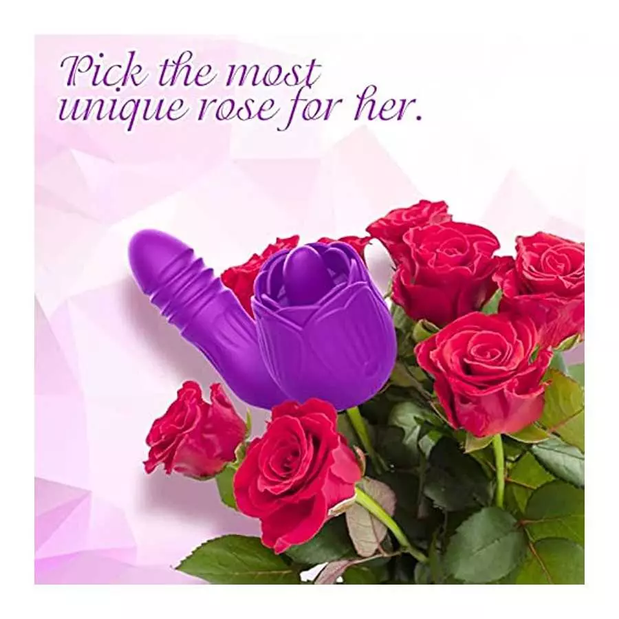 Sex Rose Toy for Women Sexual Rose Flowers Rechargeable Adult Toy for Women Couples-red,Powerful Tongue Suck (Purple-Flower), 1.
