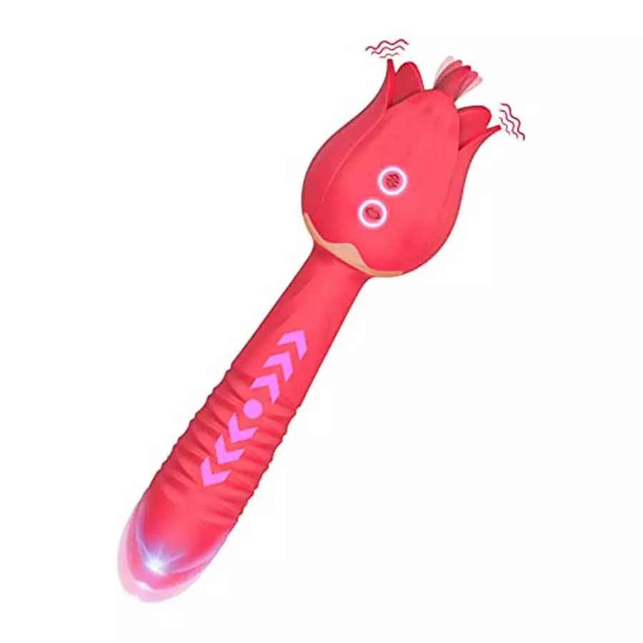 JPSR Rose Toy for Woman CCVOO Tongue Licking Telescopic Vibrator Dildo with 7 Licking & 5 Thrusting and Vibrating Modes G Spot C JPSR Rose Toy for Woman CCVOO Tongue Licking Telescopic Vibrator Dildo with 7 Licking & 5 Thrusting and Vibrating Modes G Spot C