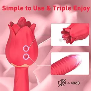 JPSR Rose Toy for Woman CCVOO Tongue Licking Telescopic Vibrator Dildo with 7 Licking & 5 Thrusting and Vibrating Modes G Spot C JPSR Rose Toy for Woman CCVOO Tongue Licking Telescopic Vibrator Dildo with 7 Licking & 5 Thrusting and Vibrating Modes G Spot C