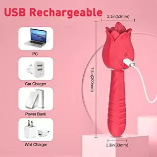 JPSR Rose Toy for Woman CCVOO Tongue Licking Telescopic Vibrator Dildo with 7 Licking & 5 Thrusting and Vibrating Modes G Spot C JPSR Rose Toy for Woman CCVOO Tongue Licking Telescopic Vibrator Dildo with 7 Licking & 5 Thrusting and Vibrating Modes G Spot C
