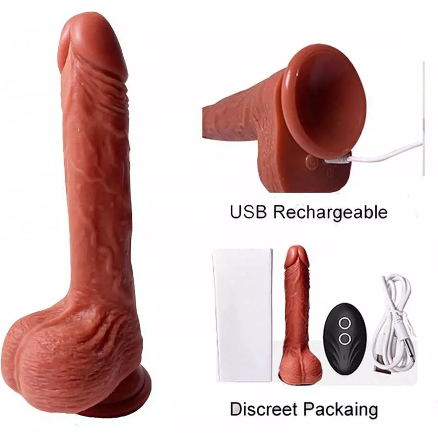 Realistic Dildo Vibrator for Women Powerful Vibrating Dildo Sex Toy Thrusting Dildo Vibrator with 1 Thrust Modes and 3 Vibrate M