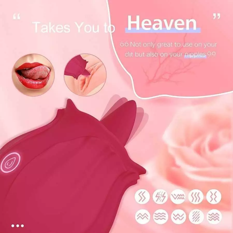 Rose Toy for Women -Rose Sex Toy with Tongue Licking Vibrator for Women G spot Nipple Stimulation, Rechargeable Vibrating Machin