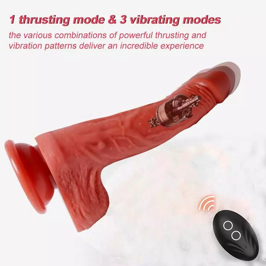 Realistic Dildo Vibrator for Women Powerful Vibrating Dildo Sex Toy Thrusting Dildo Vibrator with 1 Thrust Modes and 3 Vibrate M