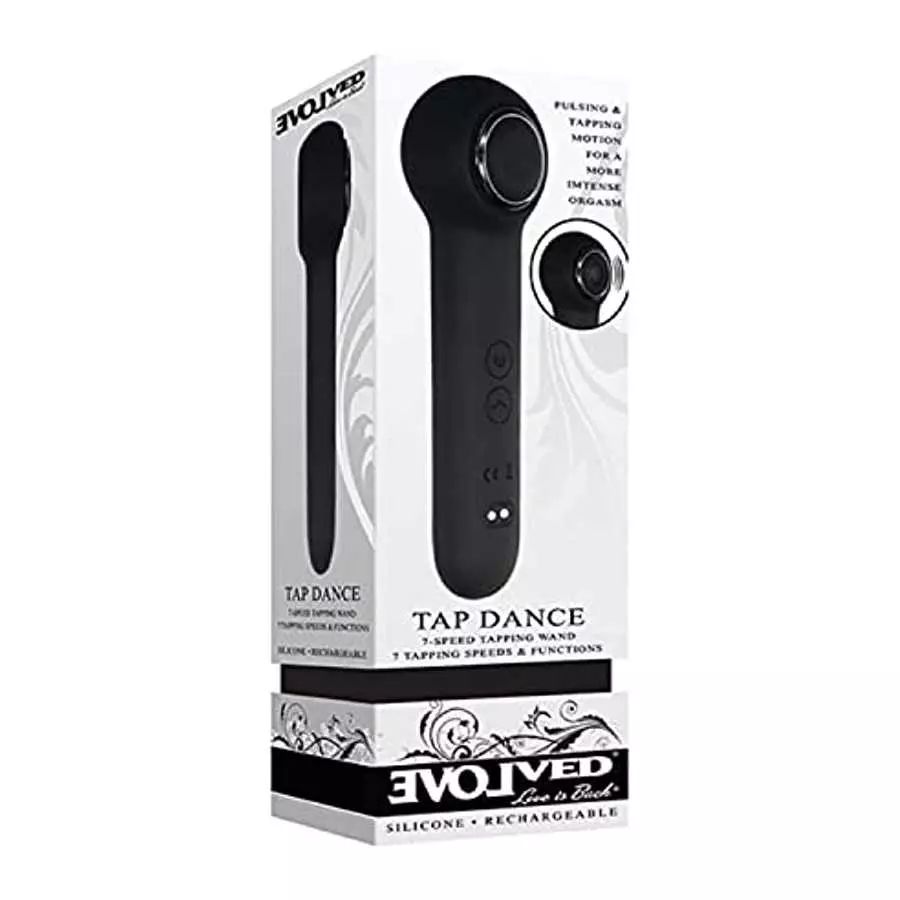 Evolved Love Is Back - Tap Dance - Silicone Rechargeable 7 Speeds & Function Tapping Wand Vibrator - Black