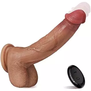 Thrusting Dildo Vibrator, AUDERY 9.5" Realistic Vibrating Dildo with 8 Thrusting Modes for G-spot Stimulation, Wireless Automati