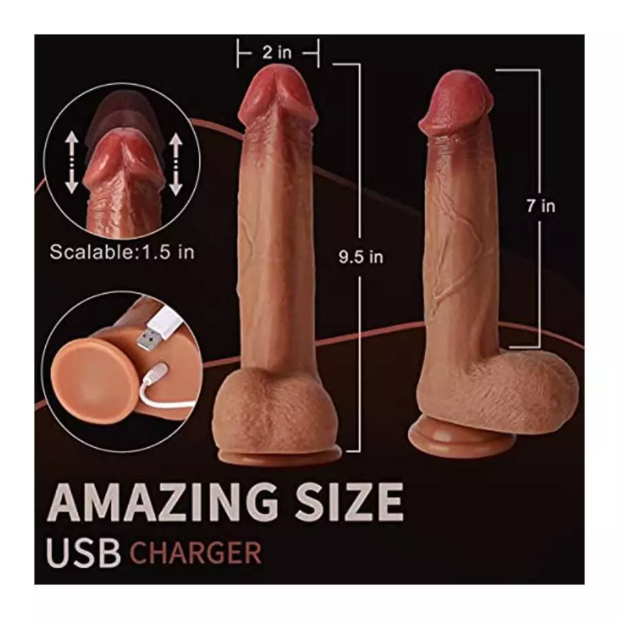 Thrusting Dildo Vibrator, AUDERY 9.5" Realistic Vibrating Dildo with 8 Thrusting Modes for G-spot Stimulation, Wireless Automati
