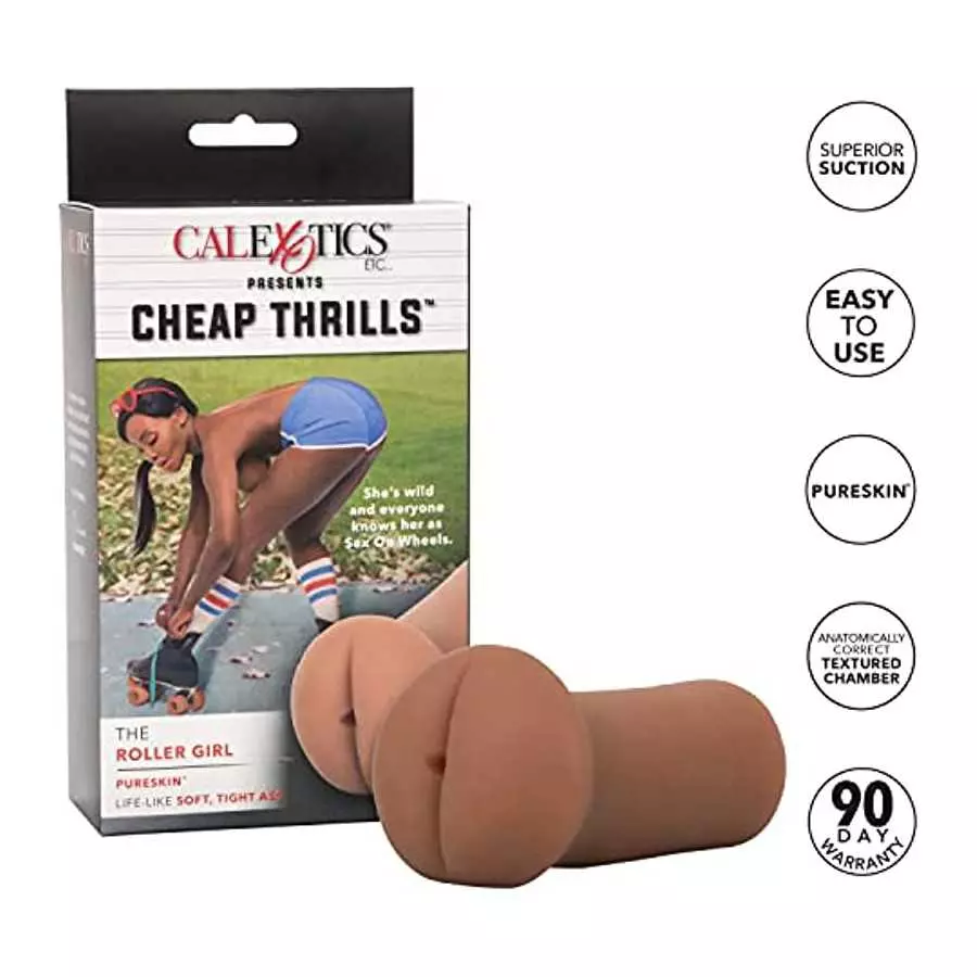 CalExotics Cheap Thrills The Roller Girl - Travel Sized Male Masturbator - Silicone Masturbation Sleeve – 5 Inch Adult Male Sex 