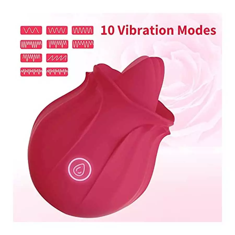 Rose Vibrator Toy for Female,Tongue Licking G spot Clitoral Nipple Vibrator with 10 Licking Vibration Modes, Female Couples Adul