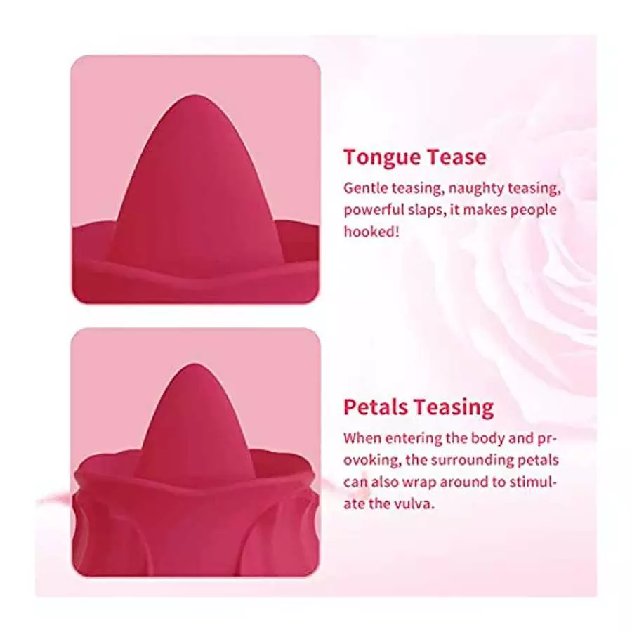 Rose Vibrator Toy for Female,Tongue Licking G spot Clitoral Nipple Vibrator with 10 Licking Vibration Modes, Female Couples Adul