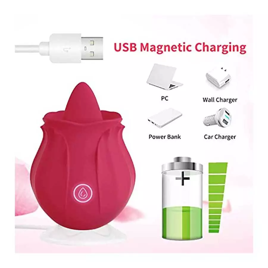 Rose Vibrator Toy for Female,Tongue Licking G spot Clitoral Nipple Vibrator with 10 Licking Vibration Modes, Female Couples Adul