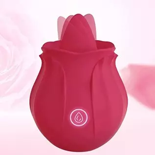 Rose Vibrator Toy for Female,Tongue Licking G spot Clitoral Nipple Vibrator with 10 Licking Vibration Modes, Female Couples Adul