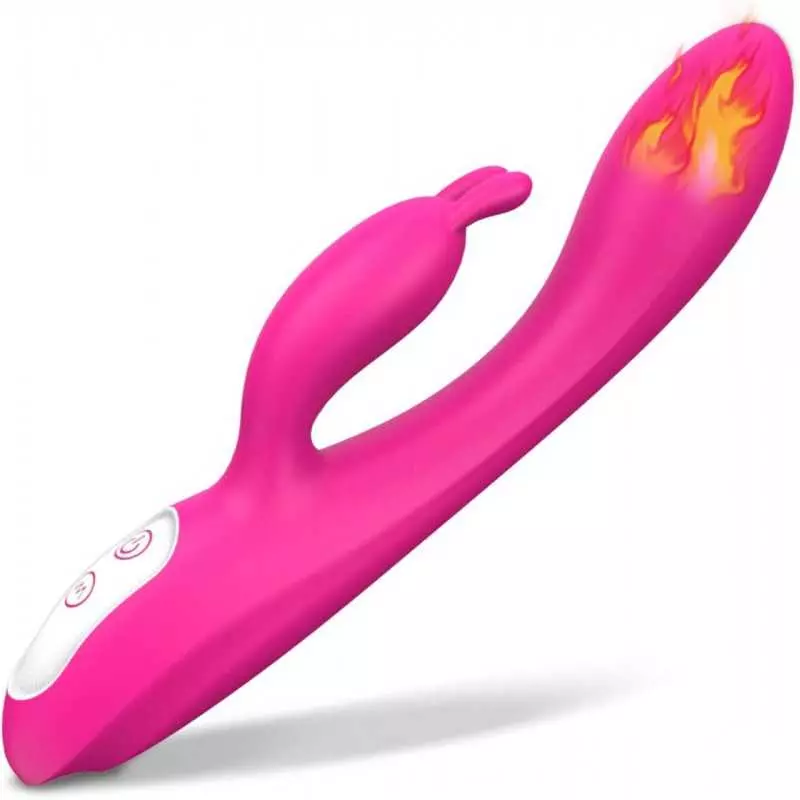 G Spot Rabbit Vibrator with Heating Function, Rose Sex Toys for Clitoris G-spot Stimulation,Waterproof Dildo Vibrator with 9 Pow