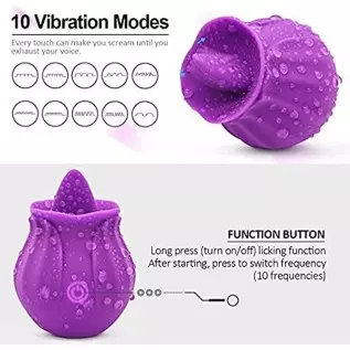Rose Toys Vibrator, Tongue Licking Clitoral Vibrator with 10 Powerful Stimulating Modes, Swing Vibrating Tongue Vibrator Nipple Rose Toys Vibrator, Tongue Licking Clitoral Vibrator with 10 Powerful Stimulating Modes, Swing Vibrating Tongue Vibrator Nipple