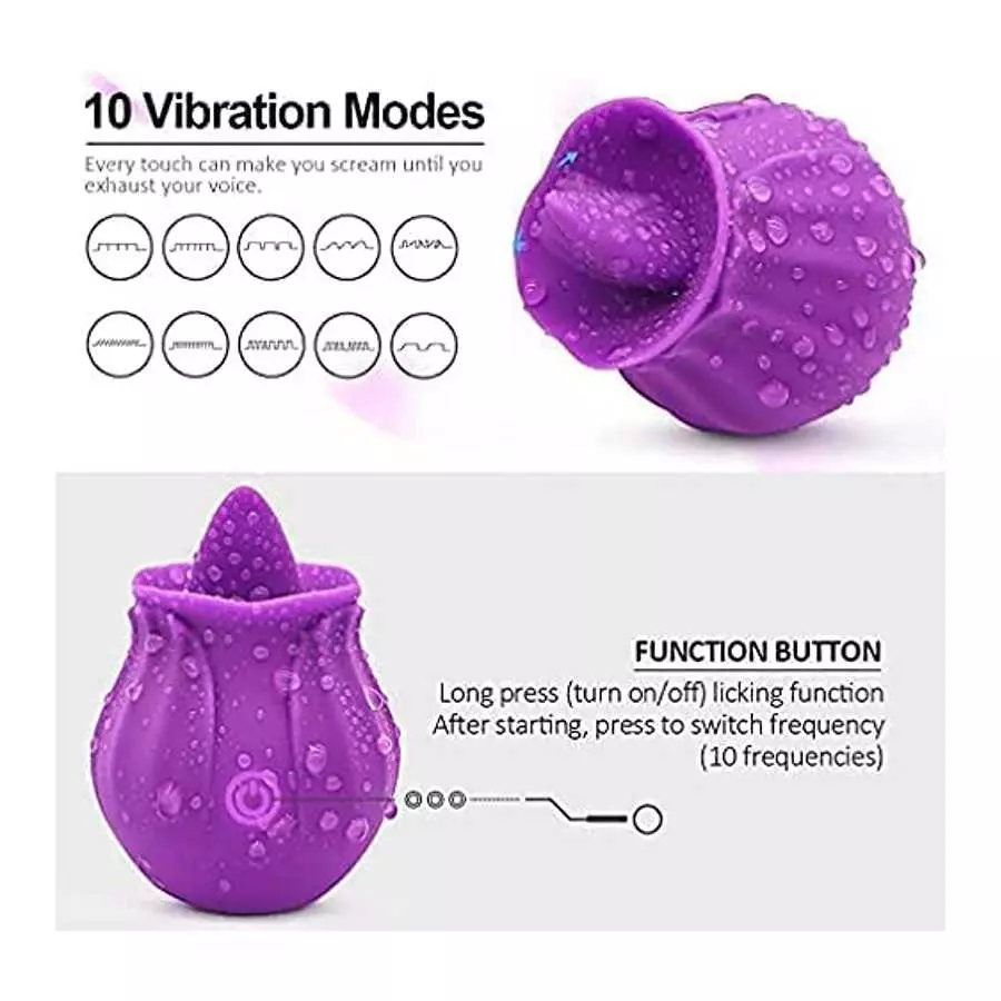 Rose Toys Vibrator, Tongue Licking Clitoral Vibrator with 10 Powerful Stimulating Modes, Swing Vibrating Tongue Vibrator Nipple 