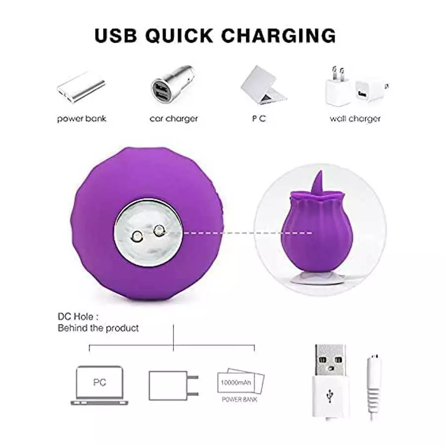 Rose Toys Vibrator, Tongue Licking Clitoral Vibrator with 10 Powerful Stimulating Modes, Swing Vibrating Tongue Vibrator Nipple 