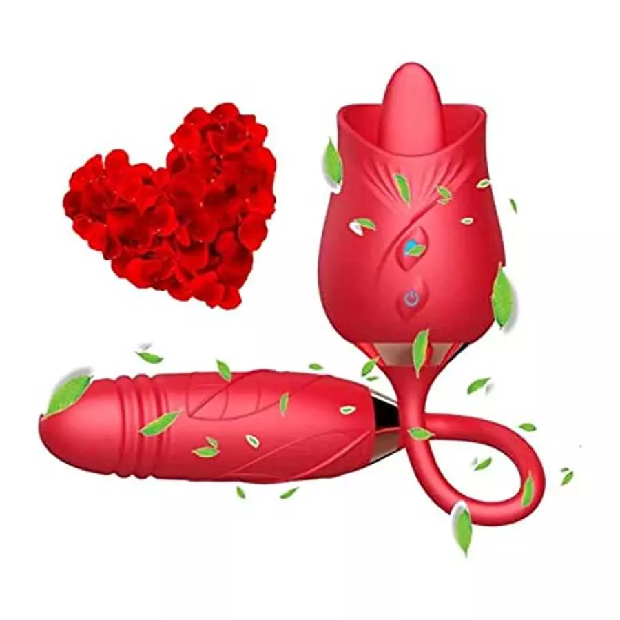 LO2023-New Flower Shaped USB Charging Rose Toy 10 Modes for Women Sex Stimulator for Adult Women Licking, Lingerie- Red,-Y3CV