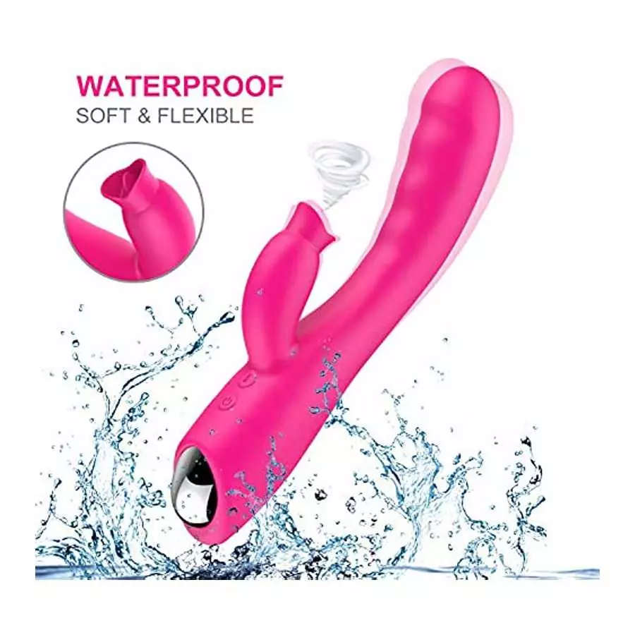 Rose Clitorial Thrusting Vibrator Soft Nipple Toy for Women Silent Dual Motor Sucker Pleasure Heating Cordless Waterproof Suckin