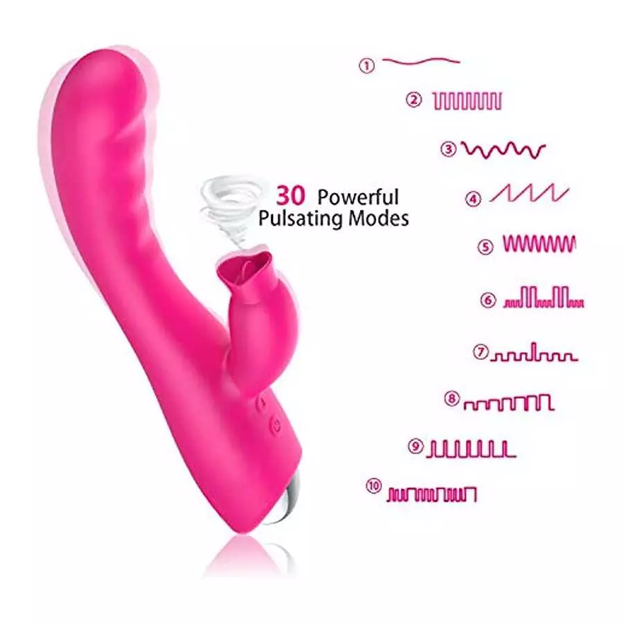 Rose Clitorial Thrusting Vibrator Soft Nipple Toy for Women Silent Dual Motor Sucker Pleasure Heating Cordless Waterproof Suckin