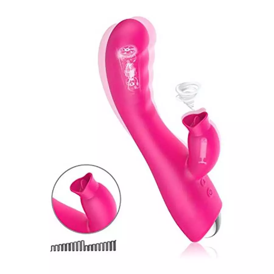 Rose Clitorial Thrusting Vibrator Soft Nipple Toy for Women Silent Dual Motor Sucker Pleasure Heating Cordless Waterproof Suckin