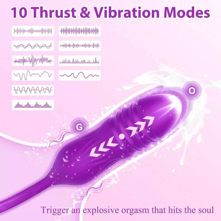 VyrilonerRose Sex Toy Vibrator for Women - 3 in 1 Clitoral Stimulator Tongue Licking Thrusting Dildo Vibrator with 10 Modes, Ros