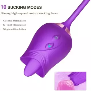 VyrilonerRose Sex Toy Vibrator for Women - 3 in 1 Clitoral Stimulator Tongue Licking Thrusting Dildo Vibrator with 10 Modes, Ros
