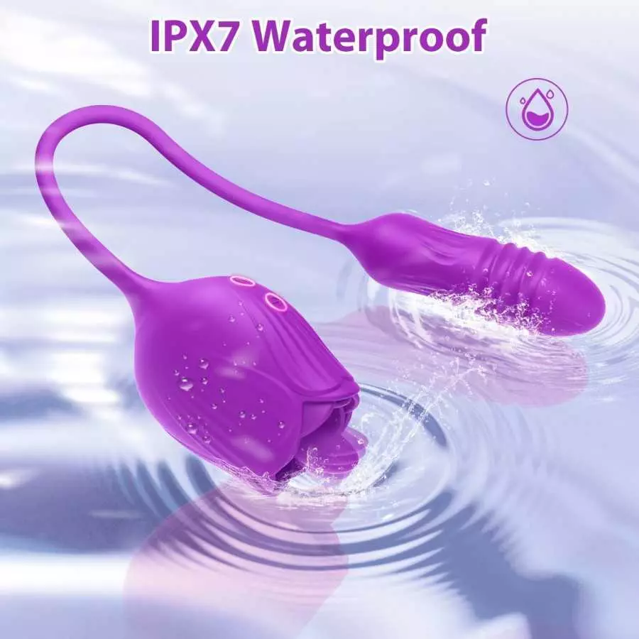 VyrilonerRose Sex Toy Vibrator for Women - 3 in 1 Clitoral Stimulator Tongue Licking Thrusting Dildo Vibrator with 10 Modes, Ros