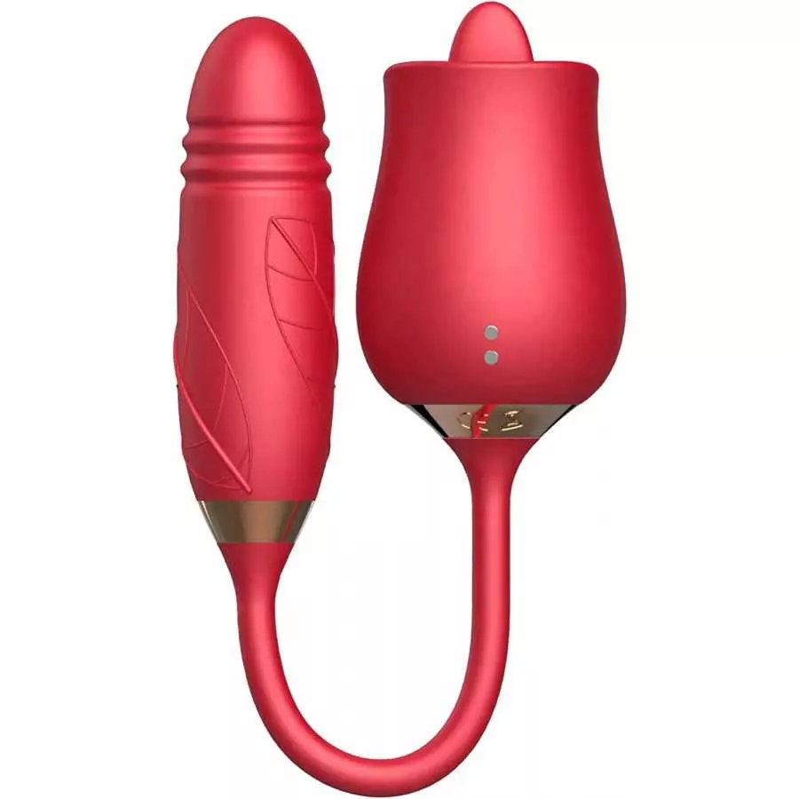 Rose Toy Vibrator for Woman, Rose Toy with 10 Thrusting & Vibration Modes, Rose Sex Stimulator for Women with Thrusting Dildo, S